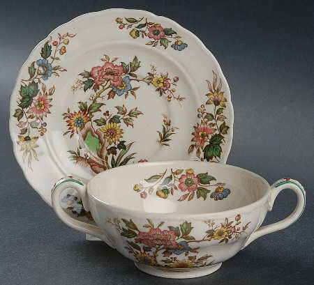 Lorraine Footed Cream Soup Bowl & Saucer Set