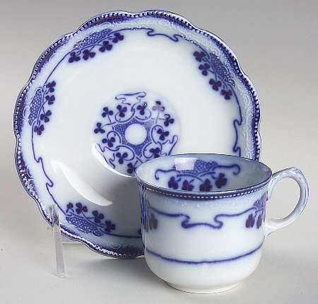 Lorne (Flow Blue) Flat Demitasse Cup & Saucer Set