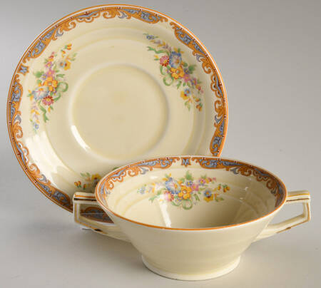 Ludlow Footed Cream Soup Bowl & Saucer Set