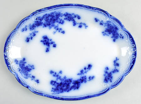 Marechal Neil (Flow Blue, No Gold) 12" Oval Serving Platter