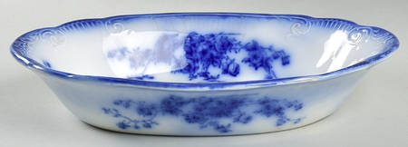 Marechal Neil (Flow Blue, No Gold) 9" Oval Vegetable Bowl