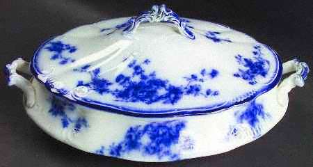 Marechal Neil (Flow Blue, No Gold) Oval Covered Vegetable