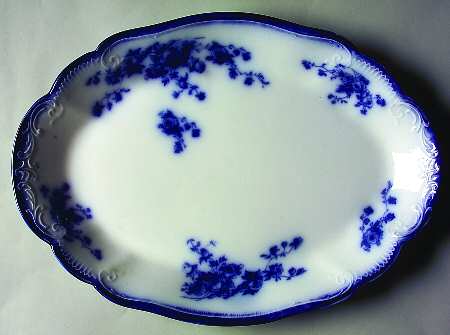Marechal Neil (Flow Blue, No Gold) 14" Oval Serving Platter