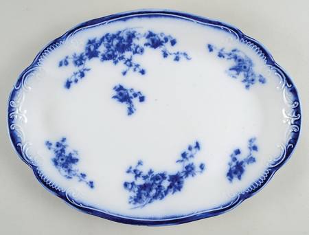 Marechal Neil (Flow Blue, No Gold) 13" Oval Serving Platter