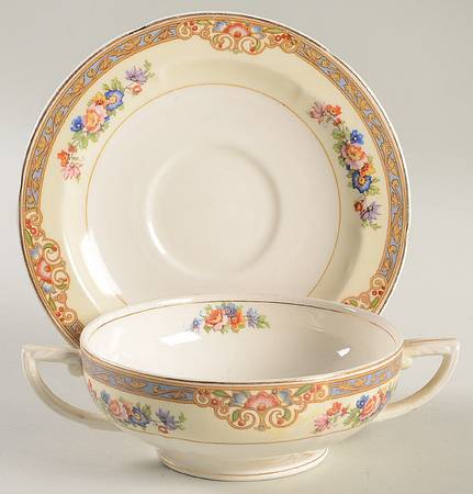Marjorie Flat Cream Soup Bowl & Saucer Set by Grindley