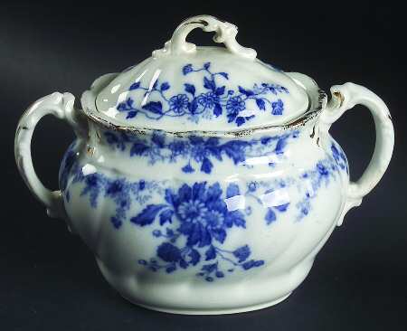 Marguerite (Flow Blue) Oversize Sugar Bowl & Lid