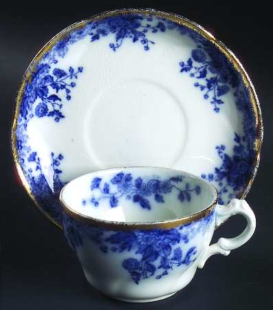 Marguerite (Flow Blue) Flat Cup & Saucer Set