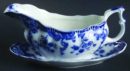 Marie (Flow Blue) Gravy Boat & Underplate