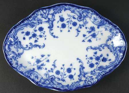Marie (Flow Blue) 12" Oval Serving Platter
