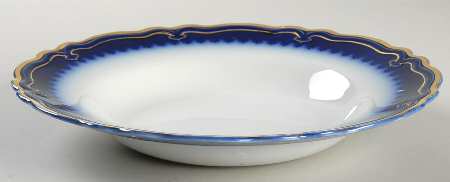 The Marquis (Flow Blue with Gold) Large Rim Soup Bowl by Grindley