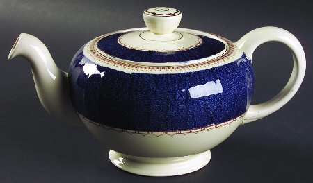 Melrose (Wide Blue Rim, Smooth) Teapot & Lid