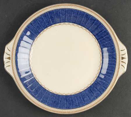 Melrose (Wide Blue Rim, Smooth) Handled Cake Plate