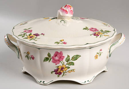 Melrose Rose Floral (Marlborough) Oval Covered Vegetable by Grindley