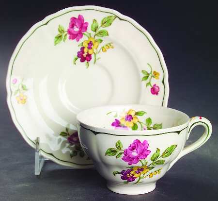 Melrose Rose Floral (Marlborough) Flat Cup & Saucer Set
