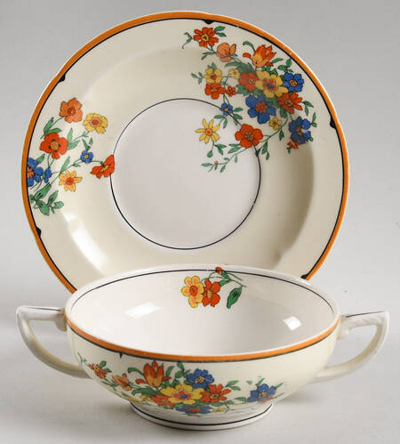 Navarre Footed Cream Soup Bowl & Saucer Set
