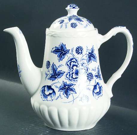 Old Chelsea Blue (White Background) Coffee Pot & Lid