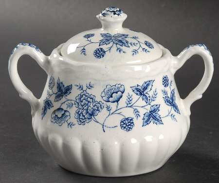 Old Chelsea Blue (White Background) Sugar Bowl & Lid