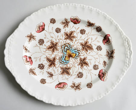 Old Chelsea Multicolor (Cream Background) 12" Oval Serving Platter