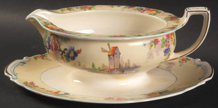 The Old Mill Gravy Boat with Attached Underplate