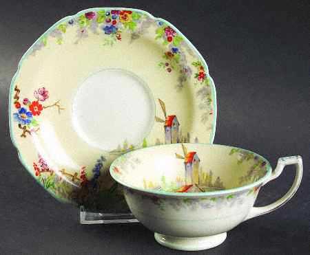 The Old Mill Footed Cup & Saucer Set