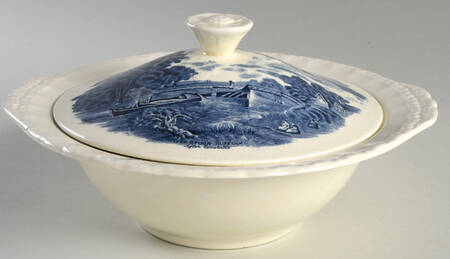 Scenes After Constable Blue (Center Design) Round Covered Vegetable