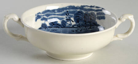 Scenes After Constable Blue (Center Design) Flat Cream Soup Bowl