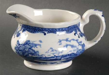 Scenes After Constable Blue (Rope Edge, White) Creamer