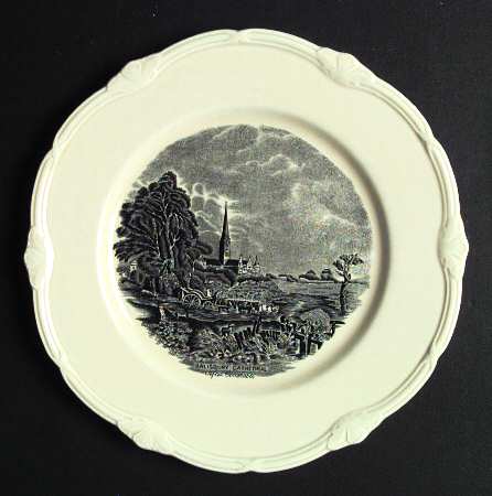 Scenes After Constable Black (Center Design) Dinner Plate