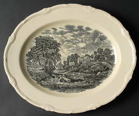 Scenes After Constable Black (Center Design) 14" Oval Serving Platter