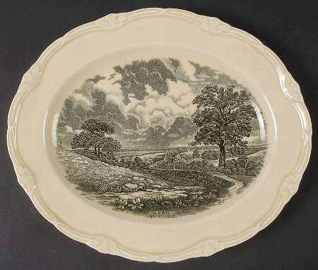Scenes After Constable Black (Center Design) 10" Oval Serving Platter
