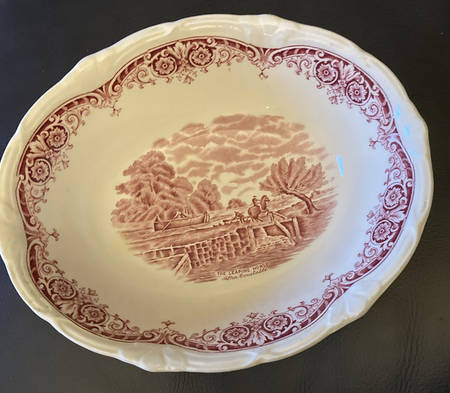 Scenes After Constable Pink (Cream) 8" Oval Vegetable Bowl
