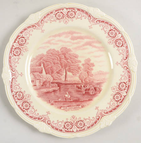 Scenes After Constable Pink (Cream) Luncheon Plate