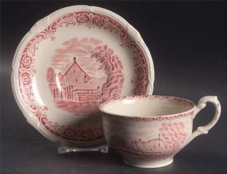 Scenes After Constable Pink (Cream) Flat Cup & Saucer Set