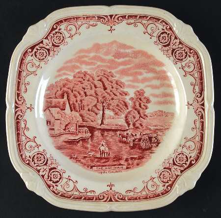 Scenes After Constable Pink (Cream) Square Luncheon Plate