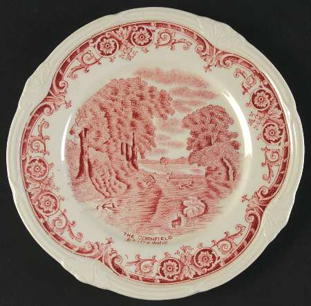 Scenes After Constable Pink (Cream) Bread & Butter Plate