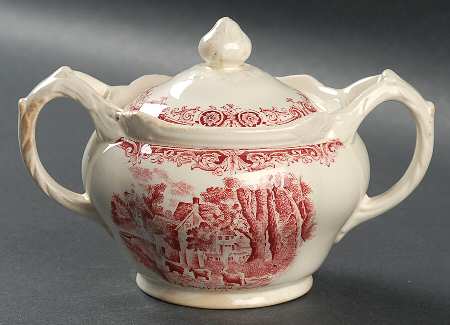 Scenes After Constable Pink (Cream) Sugar Bowl & Lid