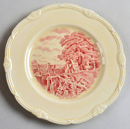 Scenes After Constable Pink (Center Design) Dessert/Pie Plate