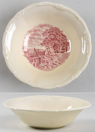 Scenes After Constable Pink (Center Design) Coupe Cereal Bowl