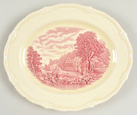 Scenes After Constable Pink (Center Design) 12" Oval Serving Platter