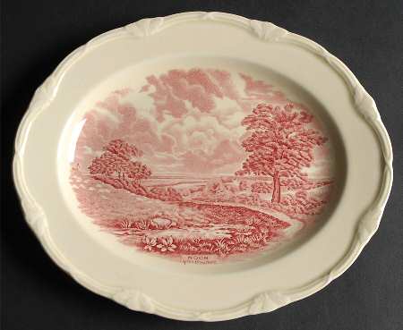 Scenes After Constable Pink (Center Design) 10" Oval Serving Platter