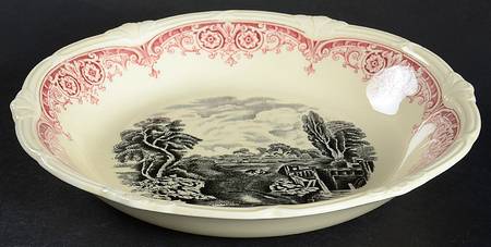 Scenes After Constable Pink Black Coupe Soup Bowl