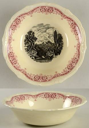 Scenes After Constable Pink Black 8" Round Vegetable Bowl