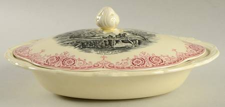 Scenes After Constable Pink Black Oval Covered Vegetable