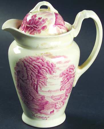 Scenes After Constable Pink (Smooth, Coupe) Hot Water Jug & Lid