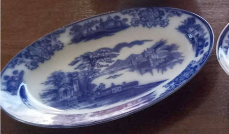 Shanghai (Flow Blue) 12" Oval Serving Platter