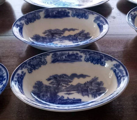 Shanghai (Flow Blue) 10" Oval Vegetable Bowl