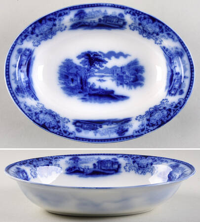 Shanghai (Flow Blue) 9" Oval Vegetable Bowl