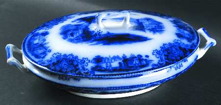 Shanghai (Flow Blue) Oval Covered Vegetable