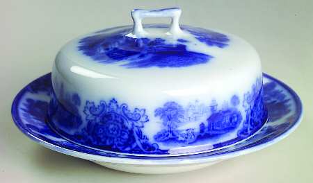 Shanghai (Flow Blue) Round Covered Butter