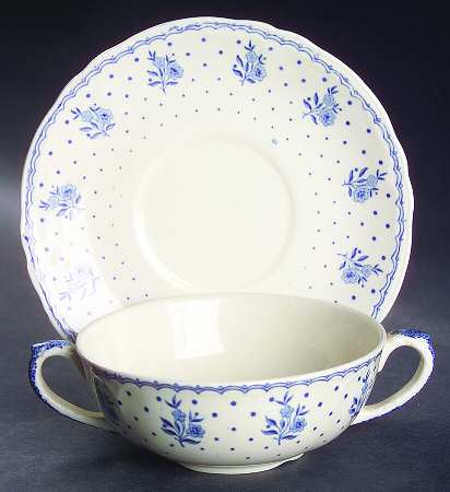 Tewkesbury Footed Cream Soup Bowl & Saucer Set
